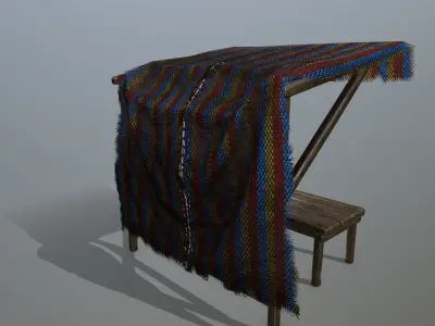 market  bench Low-poly 3D model
