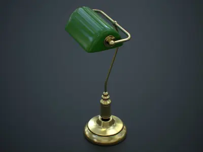 Antique Bankers Desk Lamp Green Low-poly 3D model