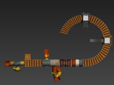 Large children amusement equipment train plank road theme play 3D model