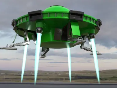 Animated UFO Low-poly 3D model