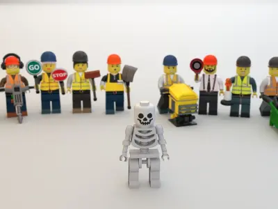 Lego 10 workers with tools model 3D model