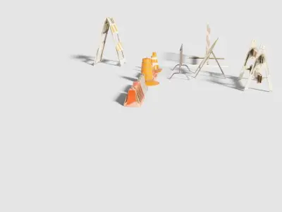  realistic traffic barriers with 8k pbr textures Low-poly 3D model
