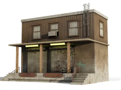 Warehouse Building Low Poly Low-poly 3D model