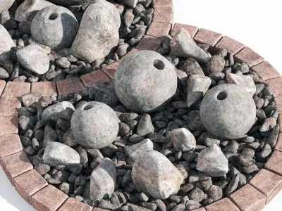 Flowerbed sphere stone decor 3D model