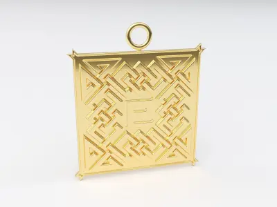 Celtic pendant letter E 3D print model