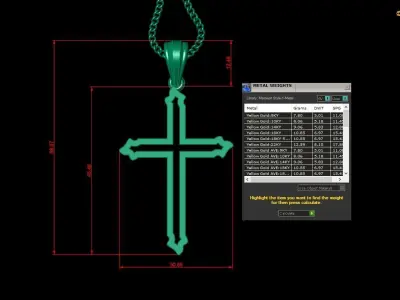 High Cross Pendant Light Gold 18K 4CP051 3D print model