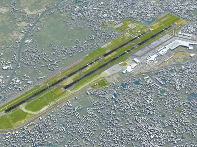 Netaji Subhash Chandra Bose International Airport Kolkata 10km Low-poly 3D model