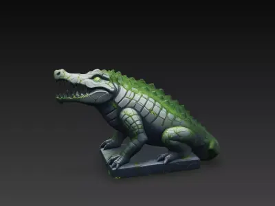 Stone Crocodile Guardian Statue Stylized Fantasy 3D Model 3D model