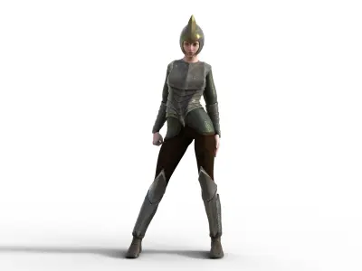 Elven Women Armor Outfit Rigged Low-poly 3D model