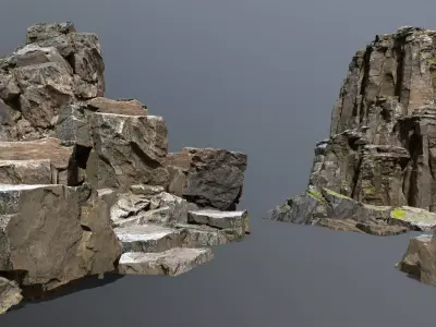 Mossy Rock Set Low-poly 3D model get
