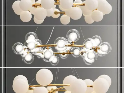 Collection of glass milk chandelier 3D model