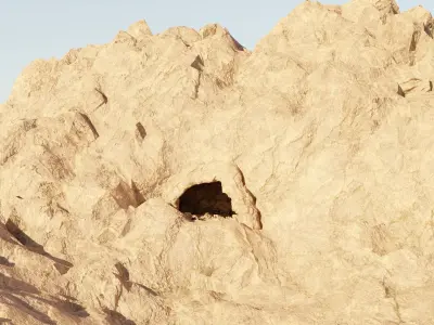 Cave low-poly entrance to in desert 3D model