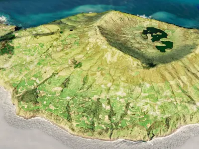 Corvo Island 3d model terrain Low-poly 3D model