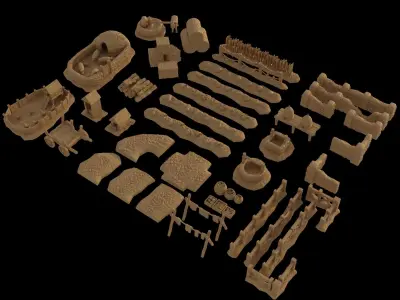 Modular Farmland Pack Tabletop Terrain 28 MM 3D print model