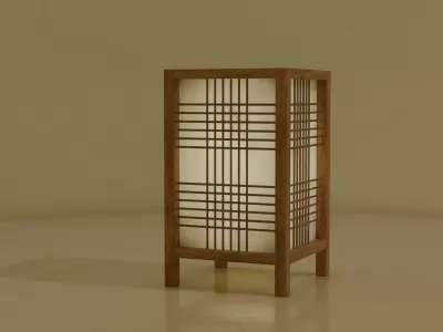 Bamboo Woven Japanese Table Lamp Low-poly 3D model