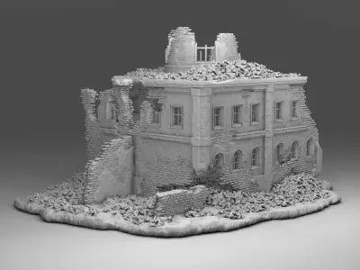 Destroyed administrative building 3D print model