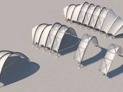 Tensile steel structure 3-parts 3D model