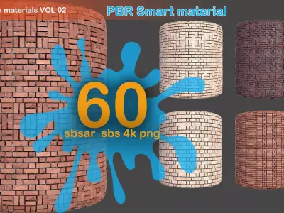 60 Brick Wall Materials Vol 02 PBR 4k SBS SBSAR Texture
