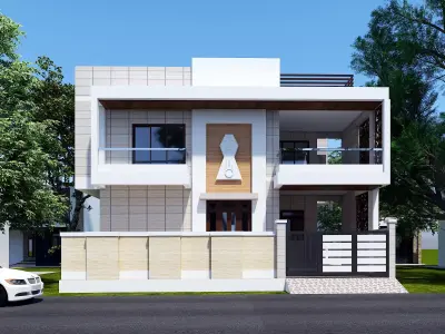 HOME 3D MODEL modern house design in chennai Low-poly 3D model
