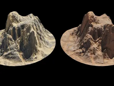 Desert rocks 4-8K Low-poly 3D model