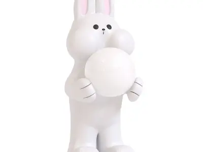 Peach Rabbit Floor Lamp 3D model