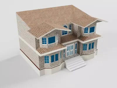 3D Building house Low-poly 3D model