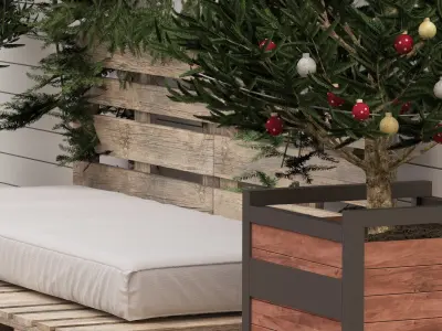 Outdoor Christmas decoration set Low-poly 3D model