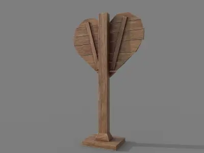 Signpost PBR Heart Shape  Low-poly 3D model