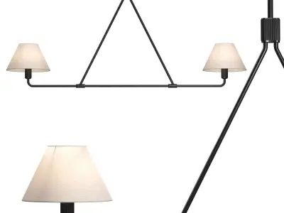 Black Beatrix Chandelier 2 lamps 3D model