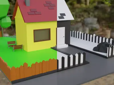 Simple house with garden 3D model