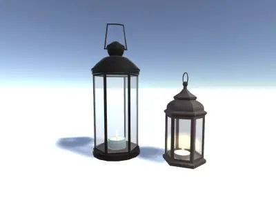 Lanterns and Candles Low-poly 3D model
