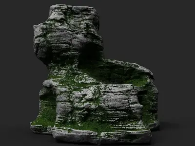 Mossy Cliff Rock 23-7 Low-poly 3D model