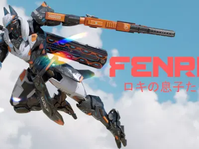 Low Poly - Cybernetic Fenrir Son of Loki Low-poly 3D model