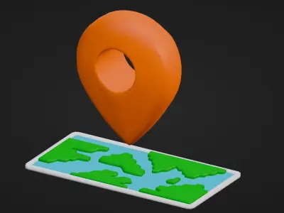 Marketing Icons - Maps Low-poly 3D model