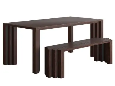 Mokko Cadence Table and Bench 3D model