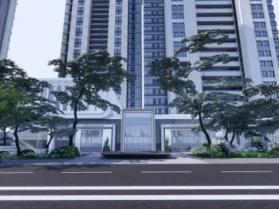 Commercial along the street 3D model