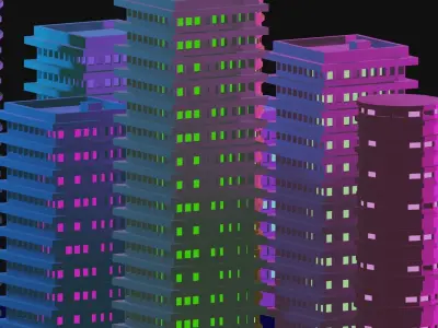 city in night diorama Free 3D model