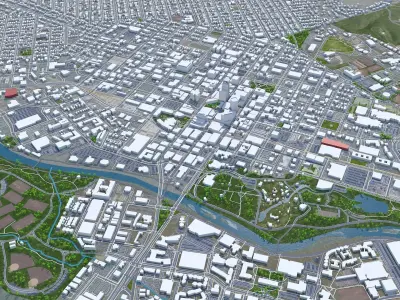 Boise City Idaho USA Low-poly 3D model
