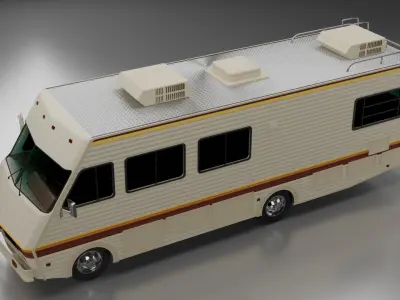 Retro-Style RV Fleetwood Bounder Inspired 3D Model 1986 Style Low-poly 3D model