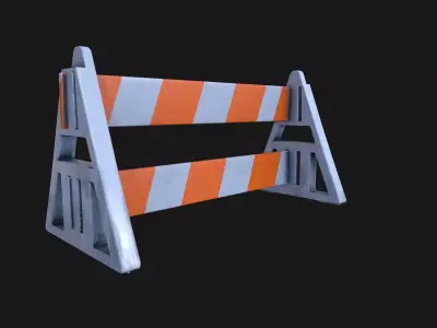 Barricade PBR traffic barrier Low-poly 3D model