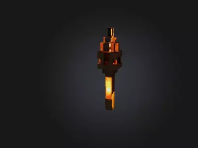 Voxel Torch Low-poly 3D model
