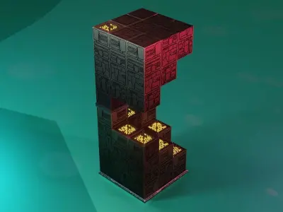 Modular Stylized Cyberpunk Building 2 Low-poly 3D model