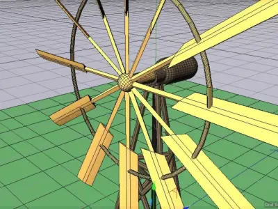 Origami animated windmill 3D model