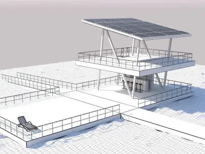 Lifeguard tower in sand 3D model