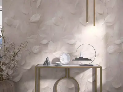 Embossed Leaf Relief Mural  Texture