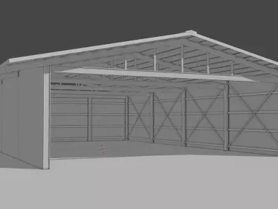 Industrial Hangar Warehouse Low-poly 3D model