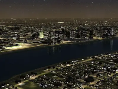 Detroit Night City Low-poly 3D model