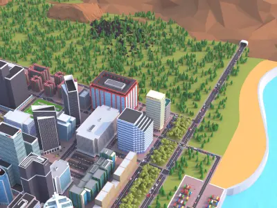 Cartoon City low poly Scene Low-poly 3D model