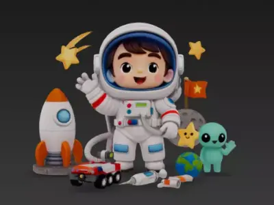 Chibi Space Explorer Kid - Cute Astronaut Boy - 3D Character Low-poly 3D model