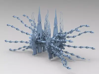 Sci fi squid gate particle accelerator Low-poly 3D model